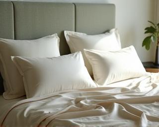 Luxurious custom-sized silk bedding in a harmonious color palette