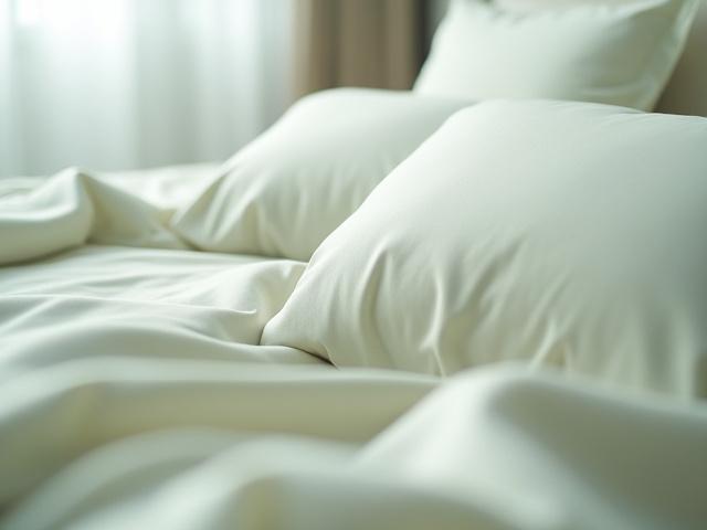 Luxury Silk Bedding in a calm, elegant bedroom