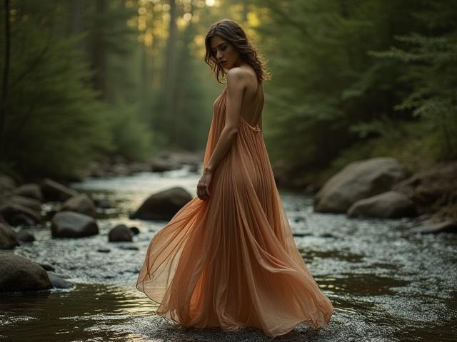 Person wearing a custom silk garment outdoors