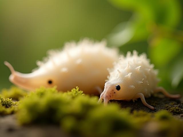 Silk cocoons resting peacefully in a natural, serene environment, with soft sunlight